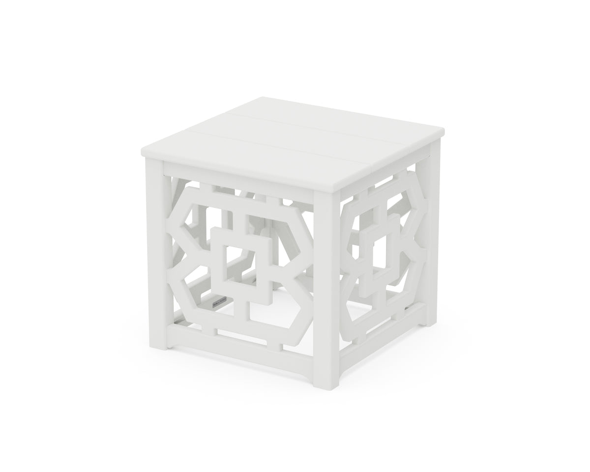 POLYWOOD Chinoiserie Accent Table in White