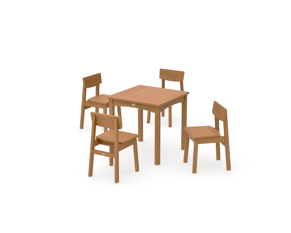 POLYWOOD Modern Studio Kids 5-Piece Dining Set in Natural