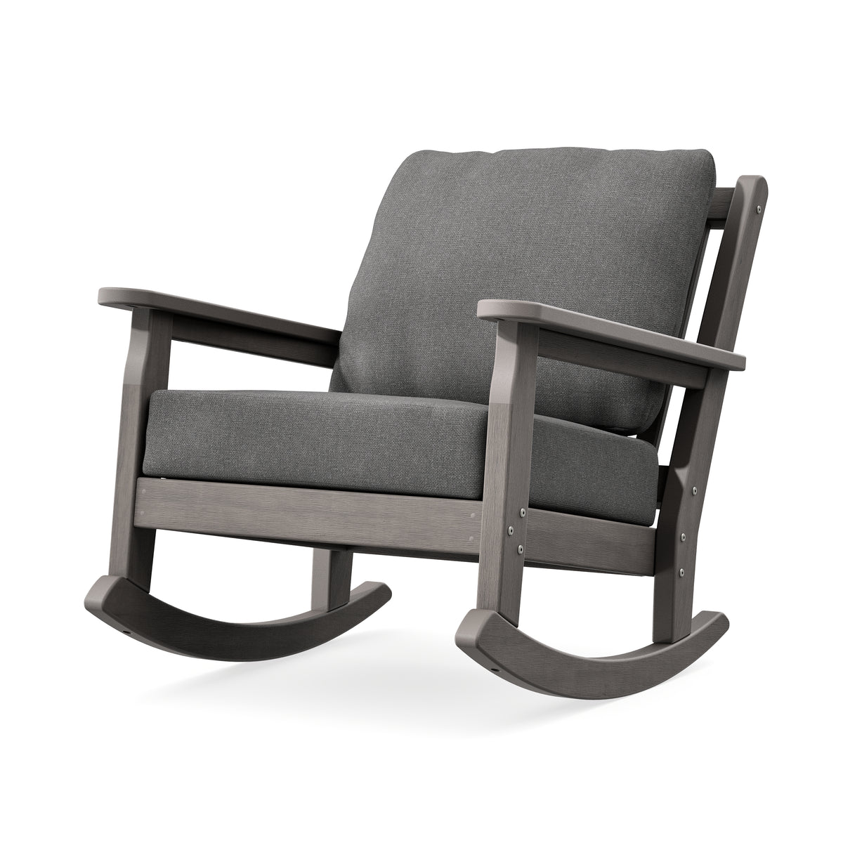 POLYWOOD Chippendale Deep Seating Rocking Chair in Driftwood / Ash Charcoal
