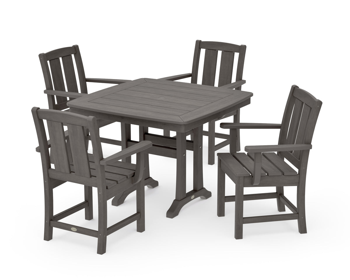POLYWOOD Mission 5-Piece Dining Set with Trestle Legs in Driftwood