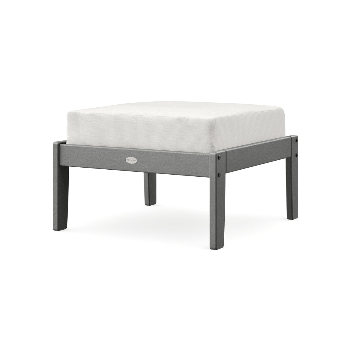 POLYWOOD Braxton Deep Seating Ottoman in Slate Grey / Natural Linen