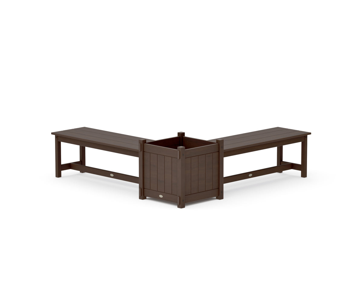 POLYWOOD 48" Vineyard L-Shaped Planter Bench Set - Large in Kona