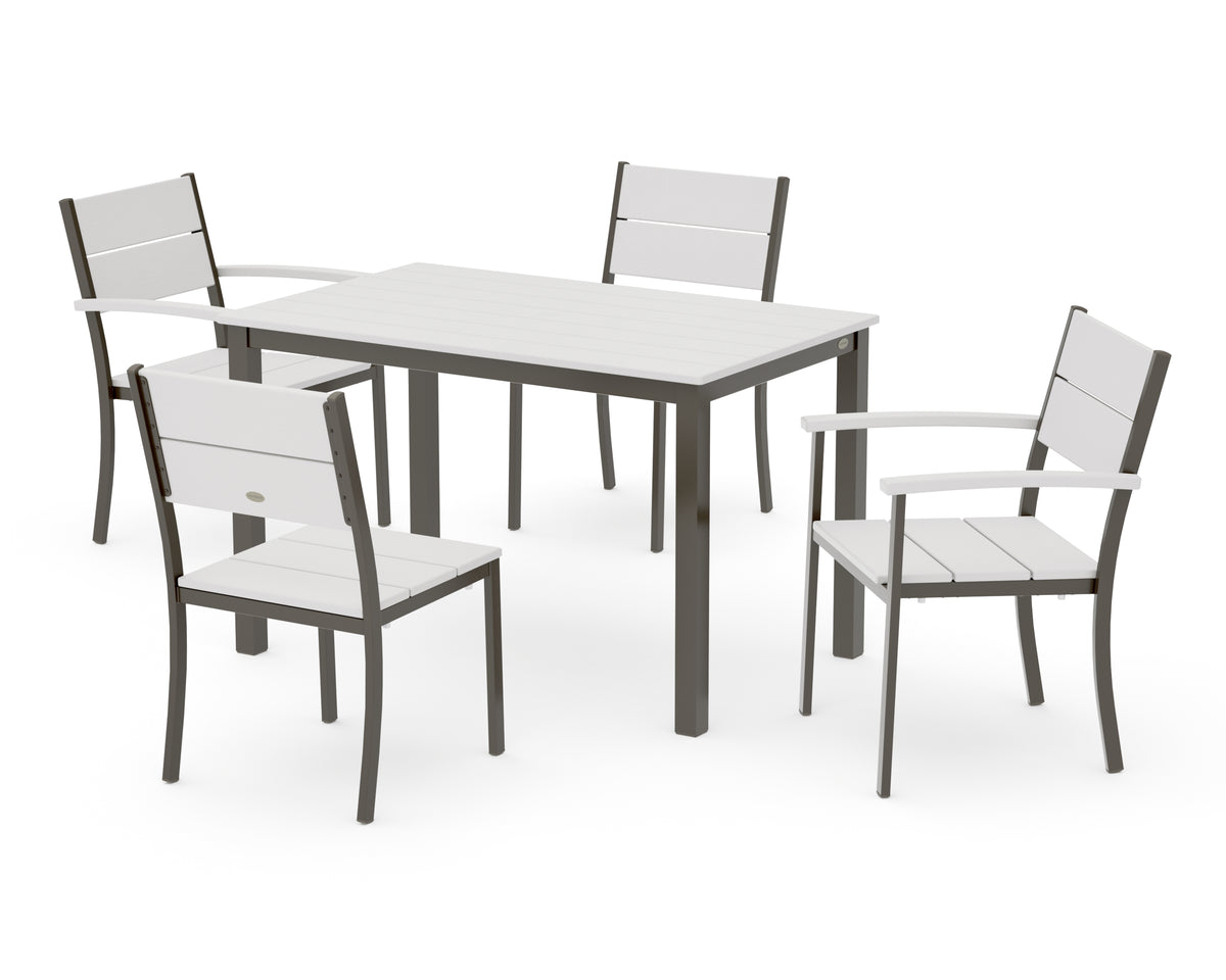 POLYWOOD Main Street 5-Piece Dining Set with Main Street 30 x 48 Dining Table in Bronze / Vintage White