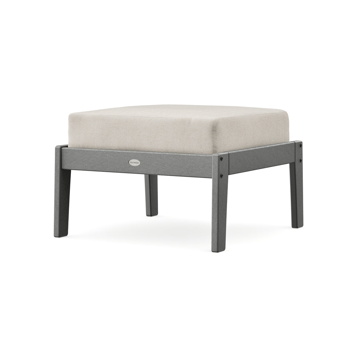 POLYWOOD Lakeside Deep Seating Ottoman in Slate Grey / Dune Burlap