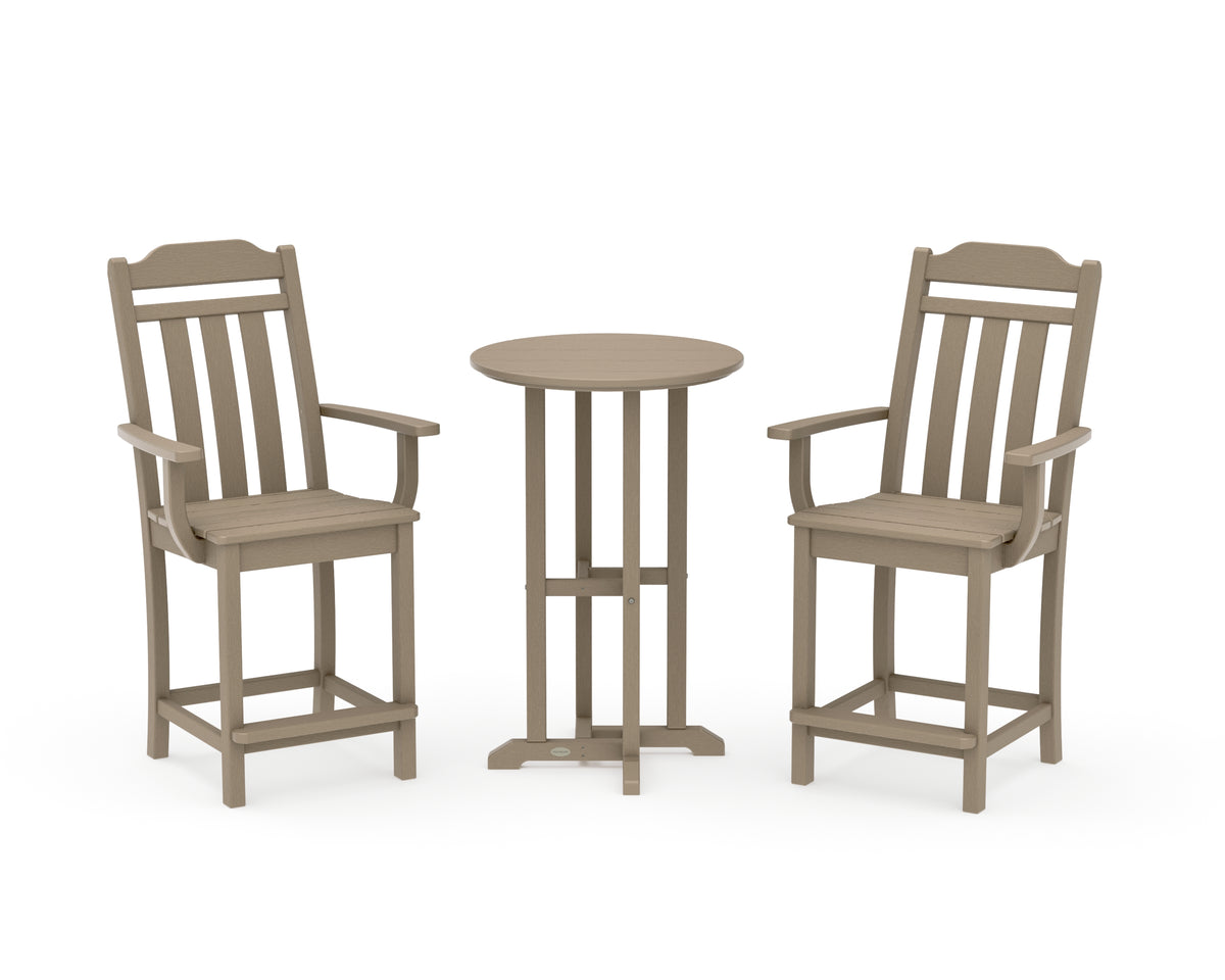 POLYWOOD Country Living Cottage 3-Piece Farmhouse Bistro Counter Set in Vintage Sahara