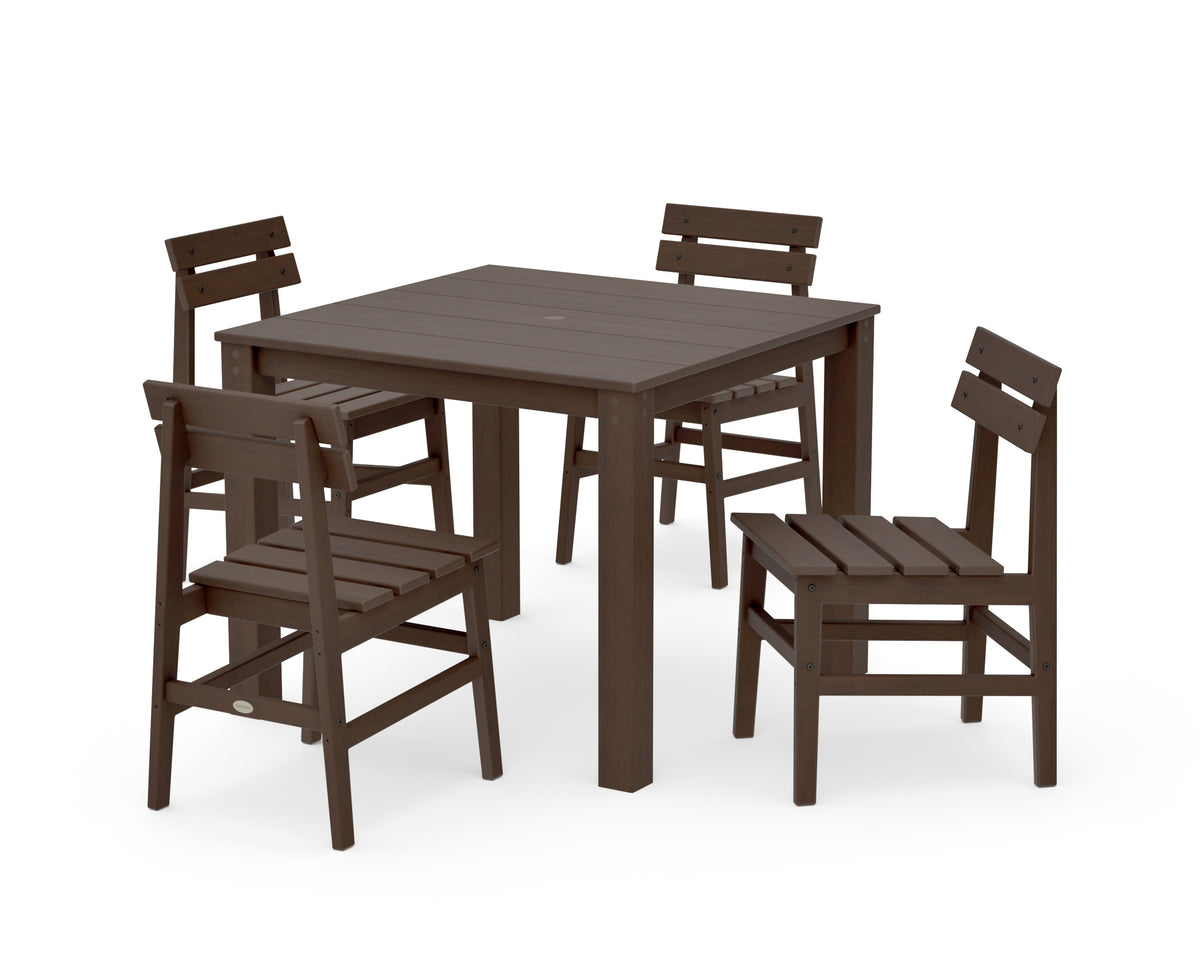 POLYWOOD Modern Studio Plaza Chair 5-Piece Parsons Dining Set in Kona