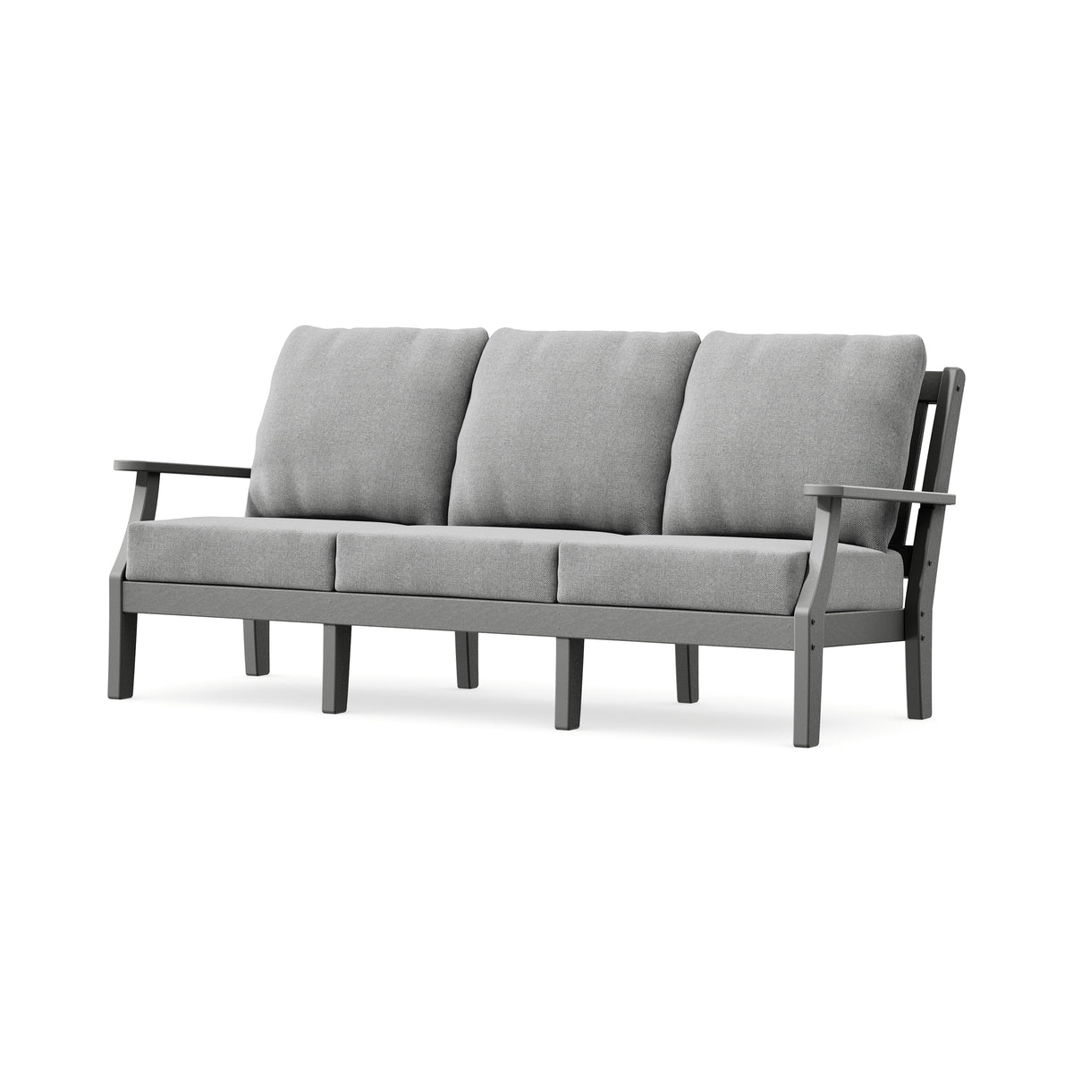 POLYWOOD Chinoiserie Deep Seating Sofa in Slate Grey / Grey Mist