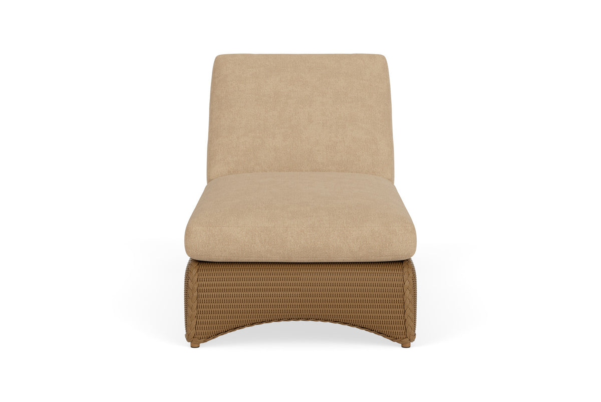 Lloyd Flanders Lloyd Loom Chaise – 2x2 Weave in Hickory with Hayden Sand fabric