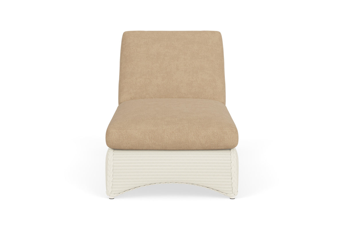 Lloyd Flanders Lloyd Loom Chaise – 2x2 Weave in Ivory with Hayden Sand fabric