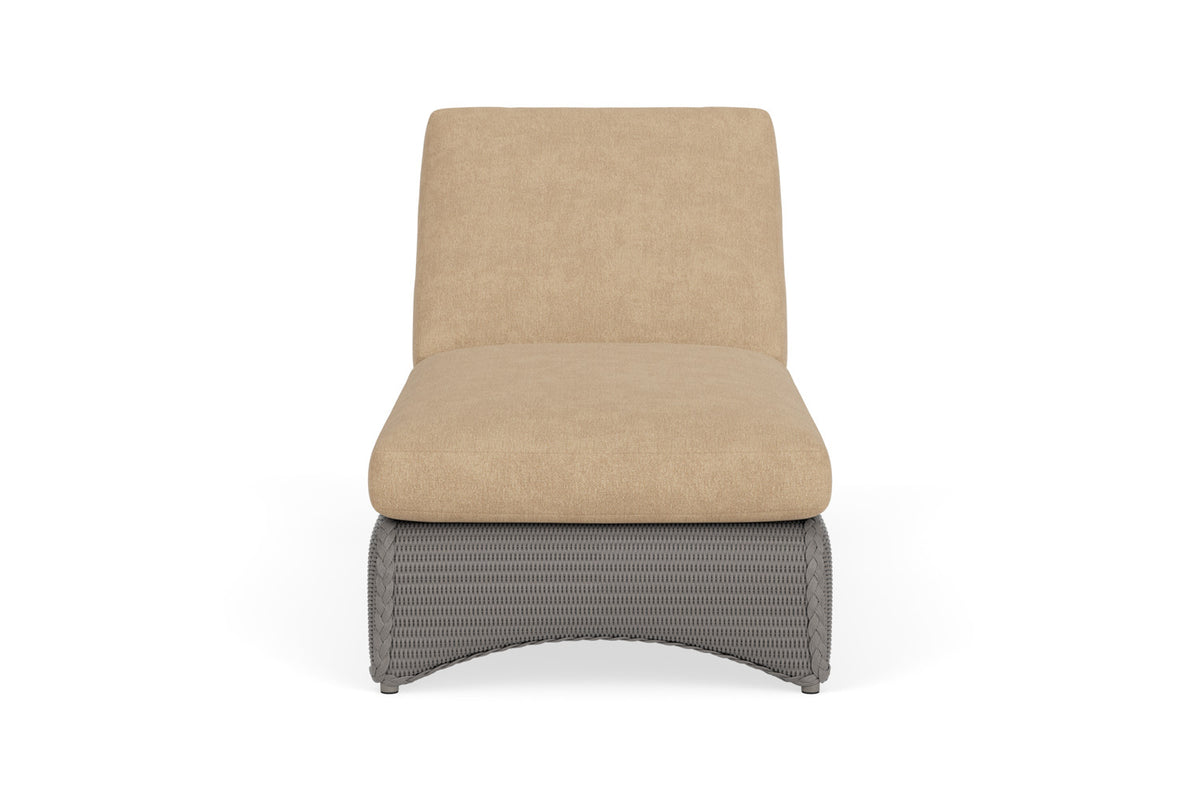 Lloyd Flanders Lloyd Loom Chaise – 2x2 Weave in Pewter with Hayden Sand fabric