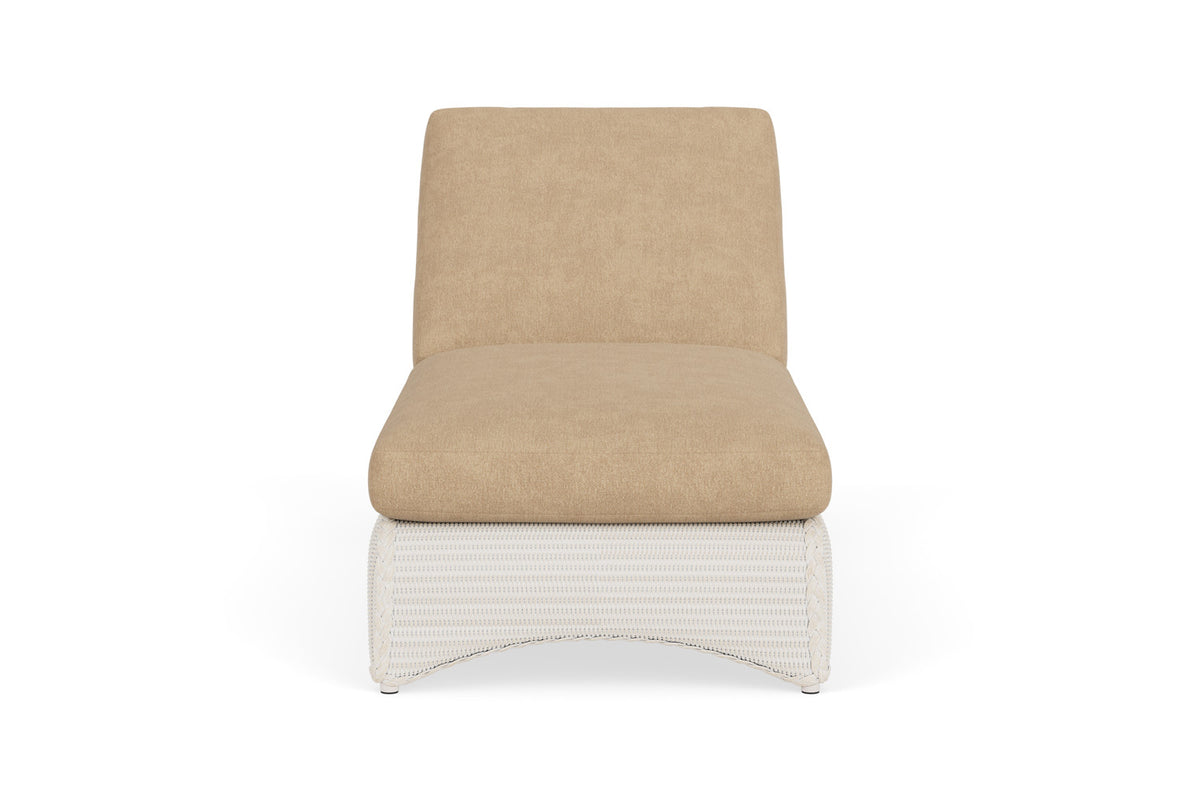 Lloyd Flanders Lloyd Loom Chaise – 2x2 Weave in Antique White with Hayden Sand fabric
