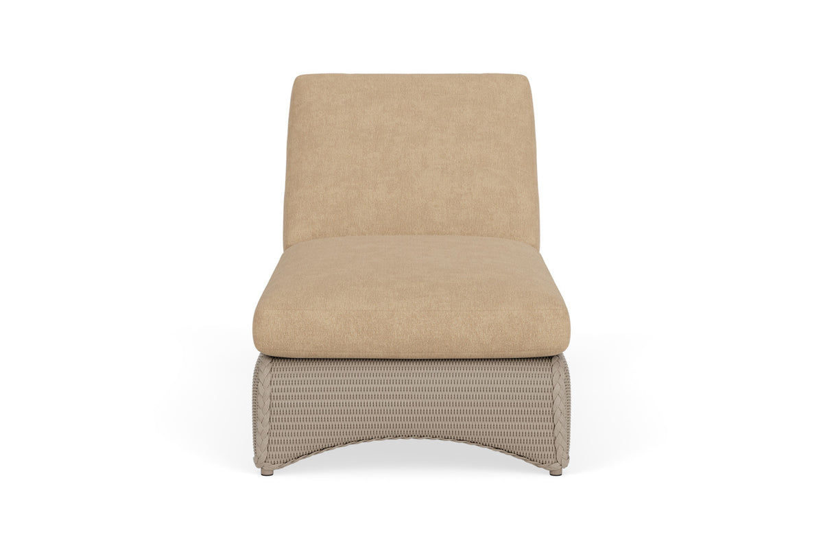 Lloyd Flanders Lloyd Loom Chaise – 2x2 Weave in French Beige with Hayden Sand fabric