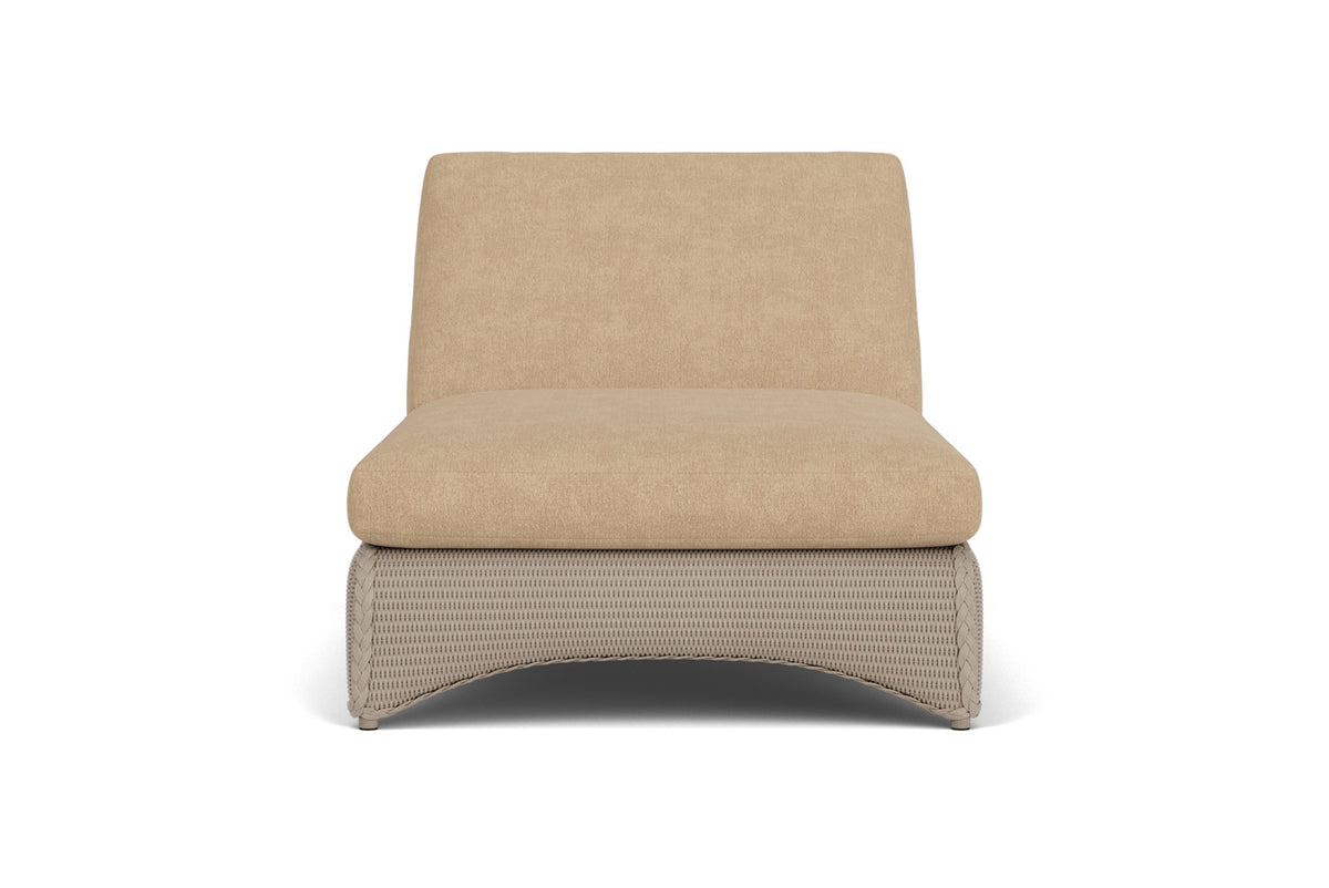 Lloyd Flanders Lloyd Loom Double Chaise – 2x2 Weave in French Beige with Hayden Sand fabric