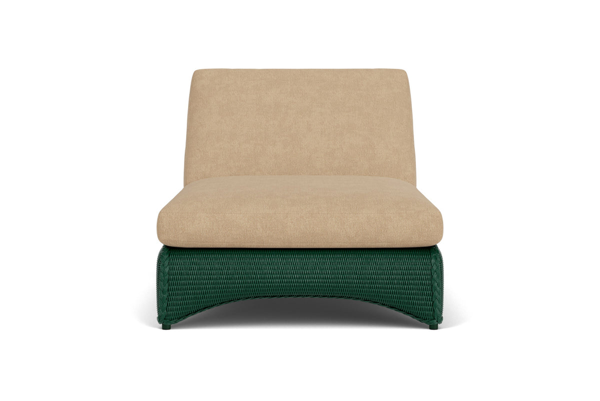 Lloyd Flanders Lloyd Loom Double Chaise – 2x2 Weave in Woodland with Hayden Sand fabric