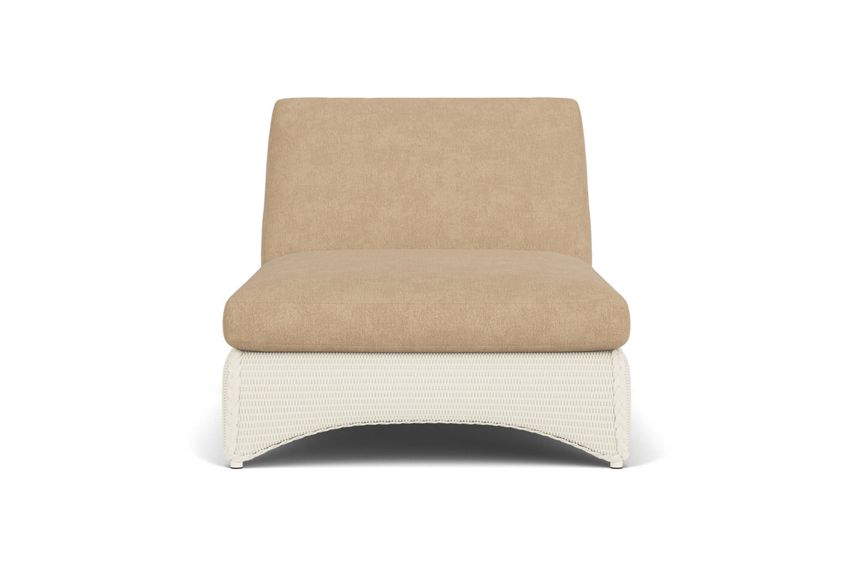 Lloyd Flanders Lloyd Loom Double Chaise – 2x2 Weave in Ivory with Hayden Sand fabric