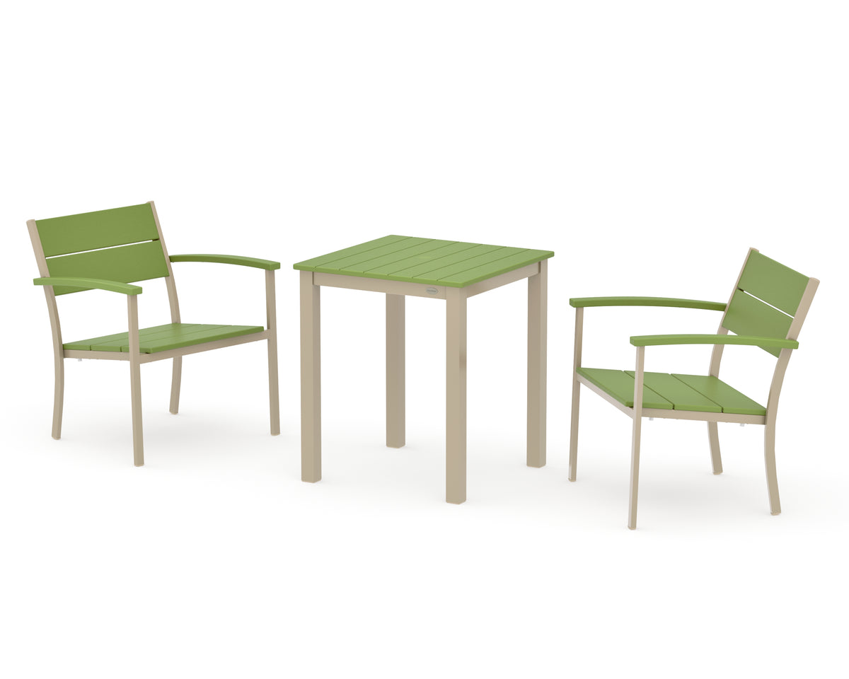 POLYWOOD Main Street 3-Piece Square Dining Set in Sand / Lime