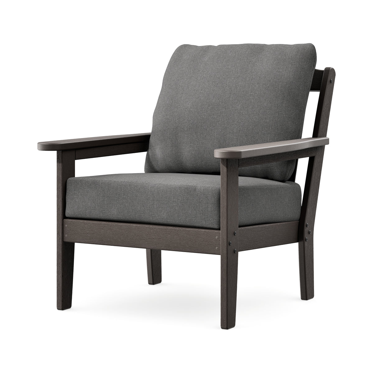 POLYWOOD Cottage Deep Seating Chair in Vintage Coffee / Ash Charcoal