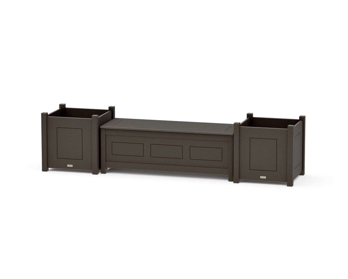 POLYWOOD 48" Country Living Straight Planter Storage Bench Set - Large in Vintage Coffee