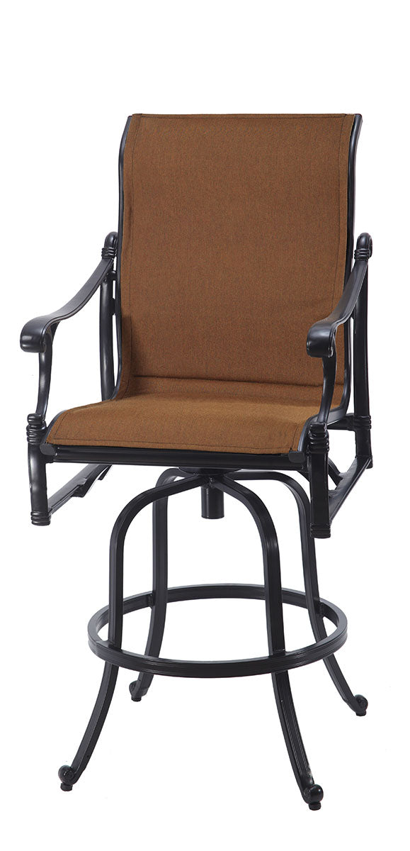 Gensun Michigan Padded Sling Swivel Bar Stool in Black