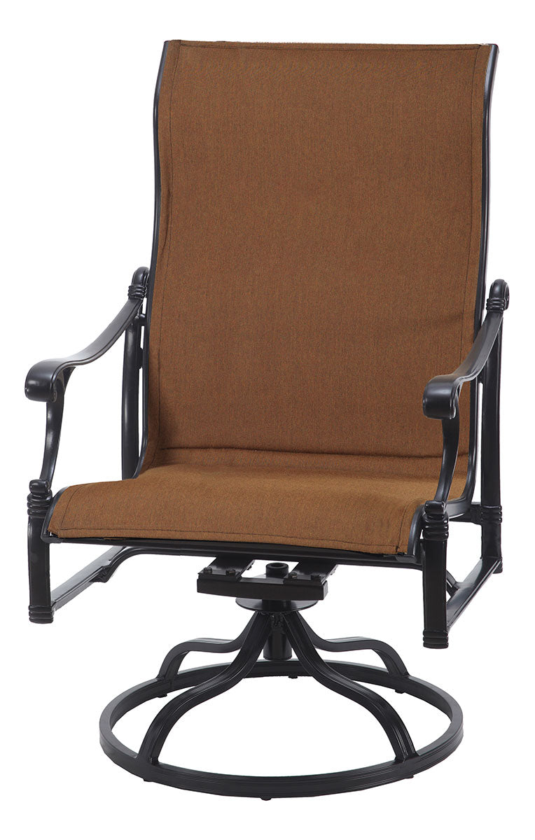 Gensun Michigan Padded Sling High Back Swivel Rocking Lounge Chair in Black