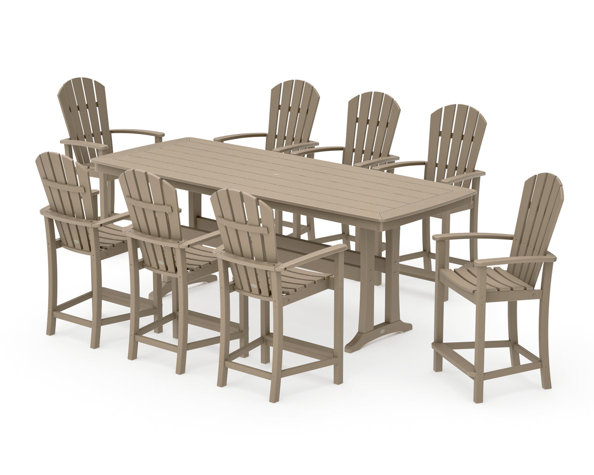 POLYWOOD Palm Coast 9-Piece Counter Set with Trestle Legs in Vintage Sahara