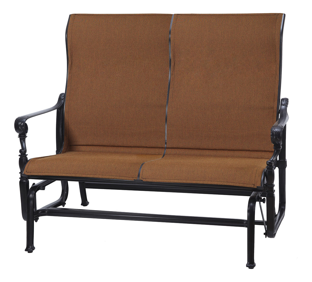 Gensun Grand Terrace Padded Sling High Back Loveseat Glider in Vintage