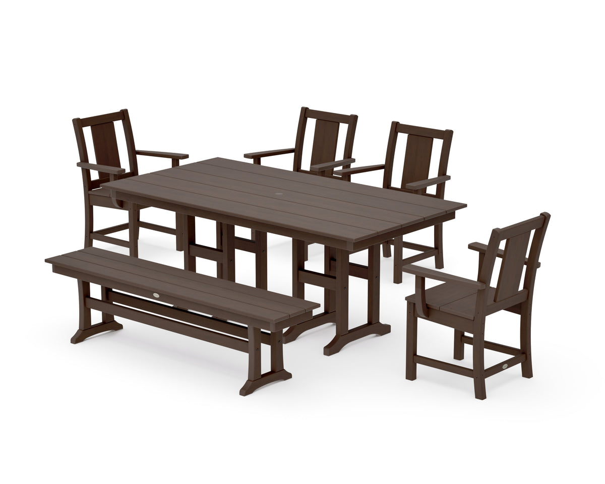 POLYWOOD Prairie 6-Piece Farmhouse Dining Set with Bench in Kona