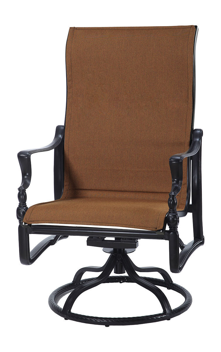 Gensun Bel Air Padded Sling High Back Swivel Rocking Lounge Chair in Midnight Gold