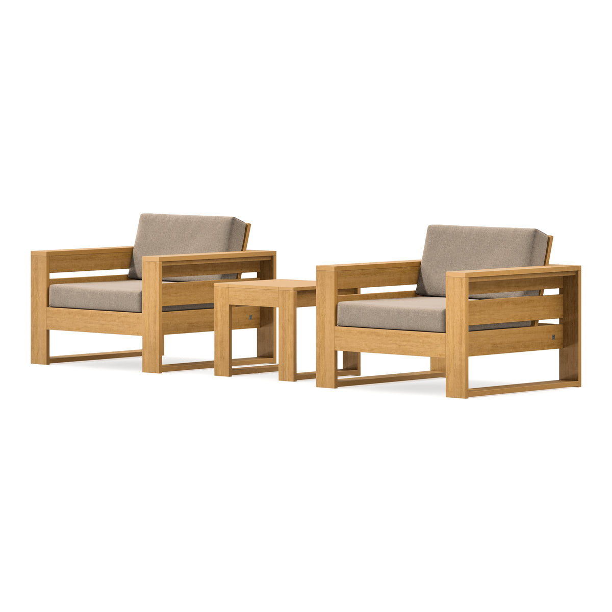 POLYWOOD PW Designer Series Latitude 3-Piece Lounge Chair Set in Natural / Spiced Burlap