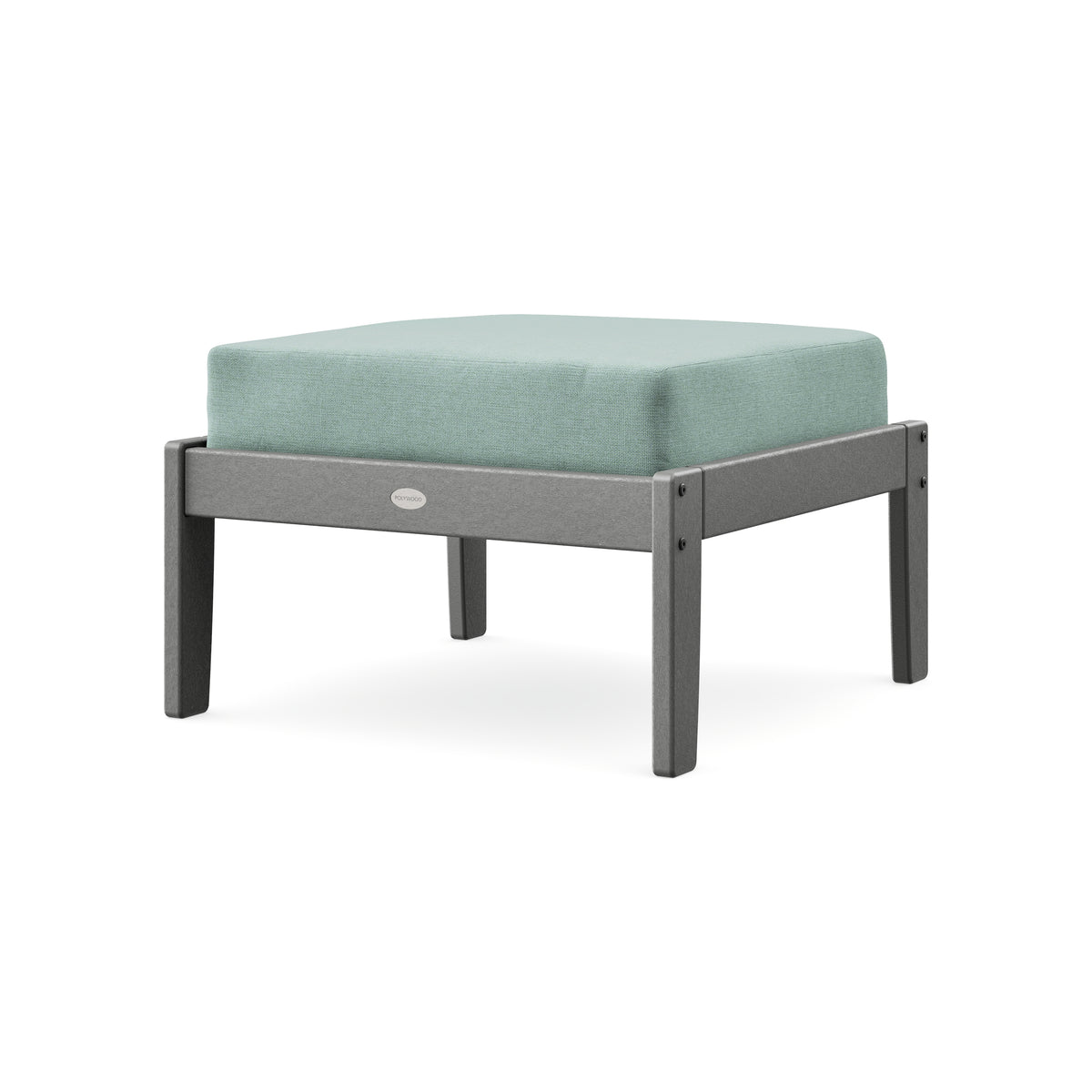 POLYWOOD Braxton Deep Seating Ottoman in Slate Grey / Glacier Spa