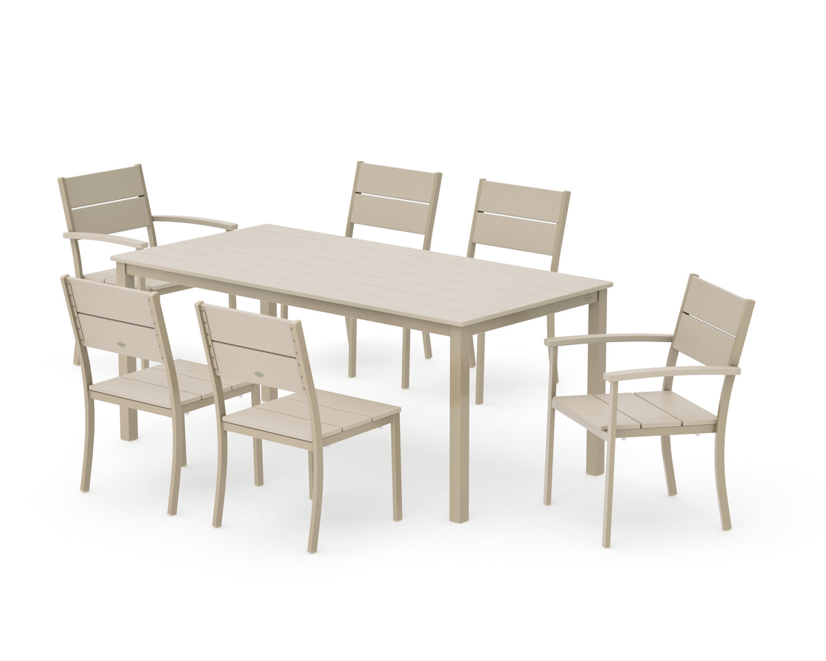 POLYWOOD Main Street 7-Piece Dining Set with Main Street 36" x 72" Dining Table in Sand / Sand