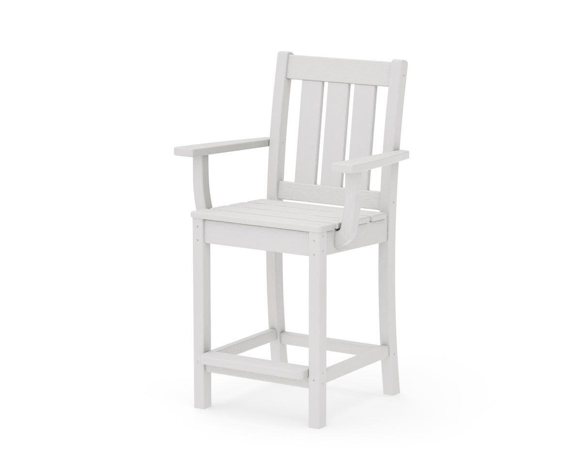 POLYWOOD Oxford Counter Arm Chair in Vintage White