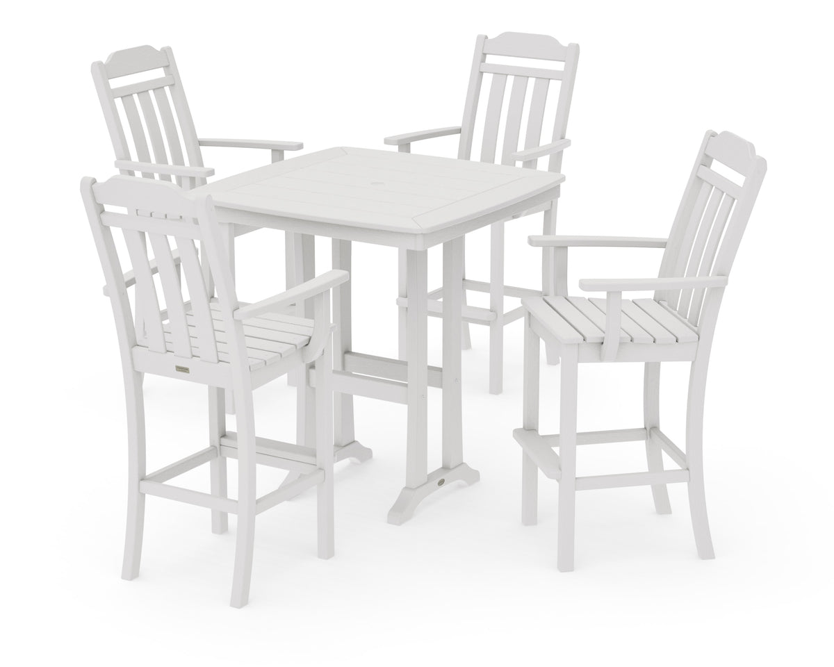 POLYWOOD Cottage 5-Piece Bar Set with Trestle Legs in Vintage White