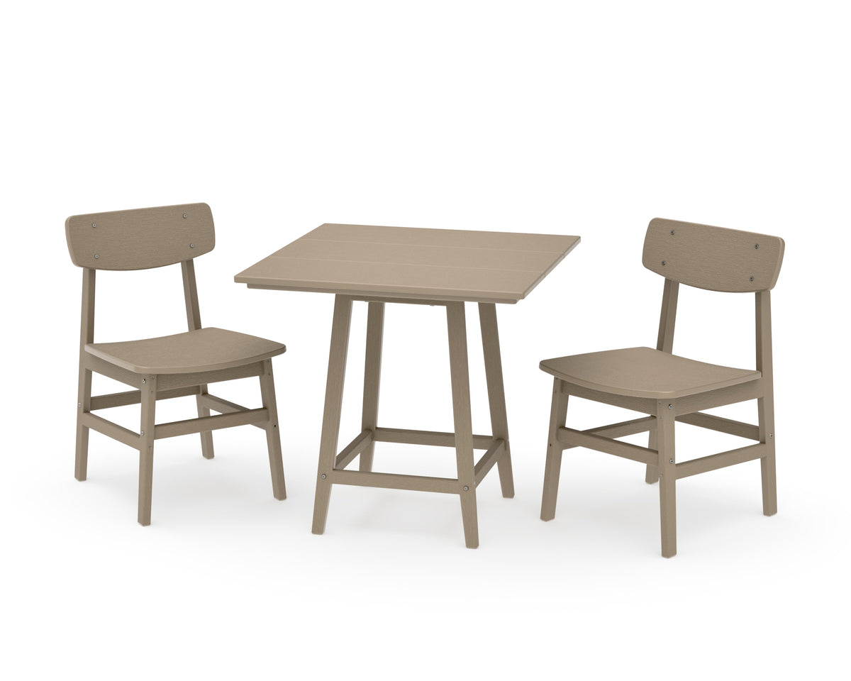 POLYWOOD Modern Studio Urban Chair 3-Piece Bistro Dining Set in Vintage Sahara