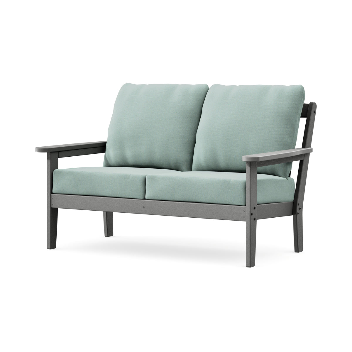 POLYWOOD Cottage Deep Seating Loveseat in Slate Grey / Spa