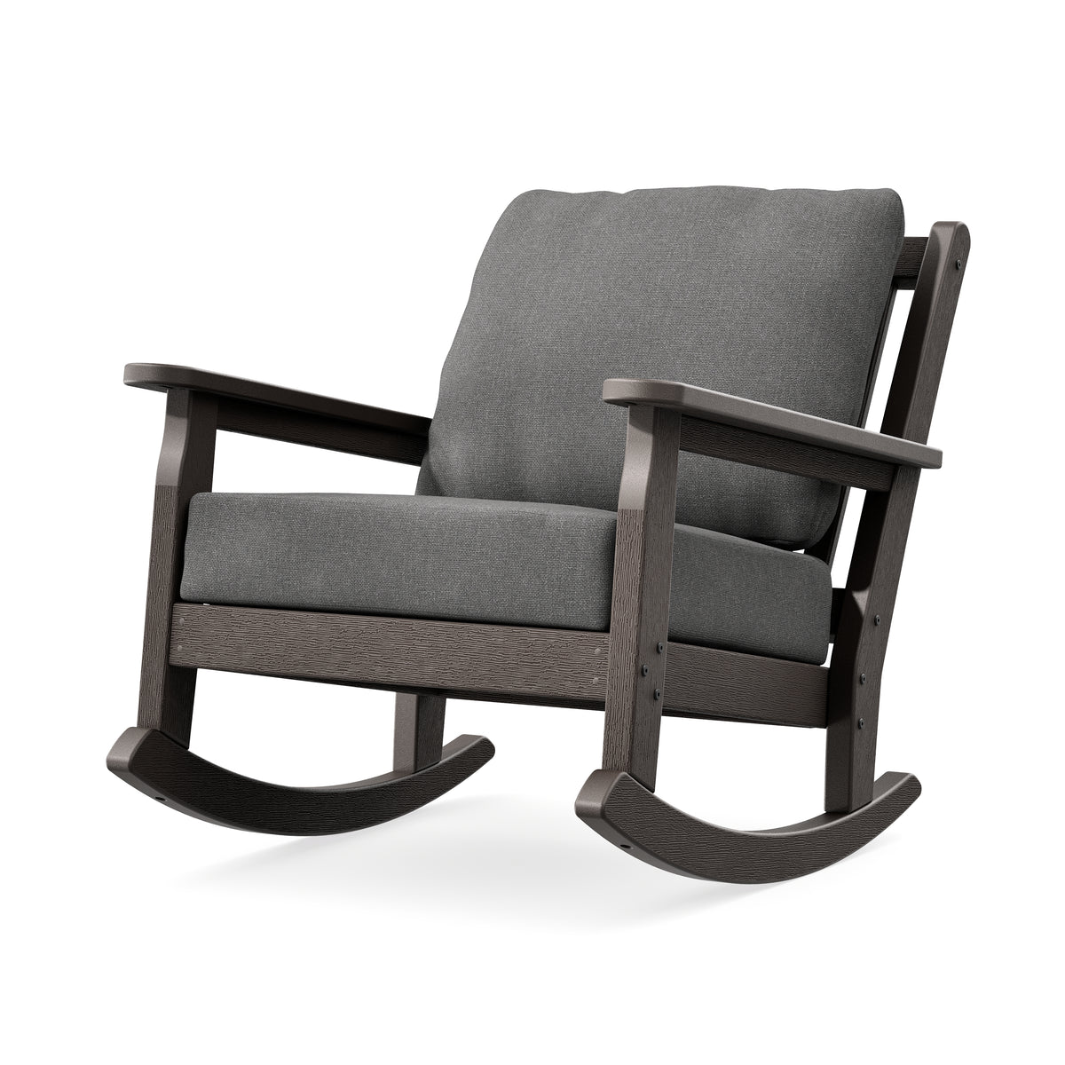 POLYWOOD Chippendale Deep Seating Rocking Chair in Vintage Coffee / Ash Charcoal