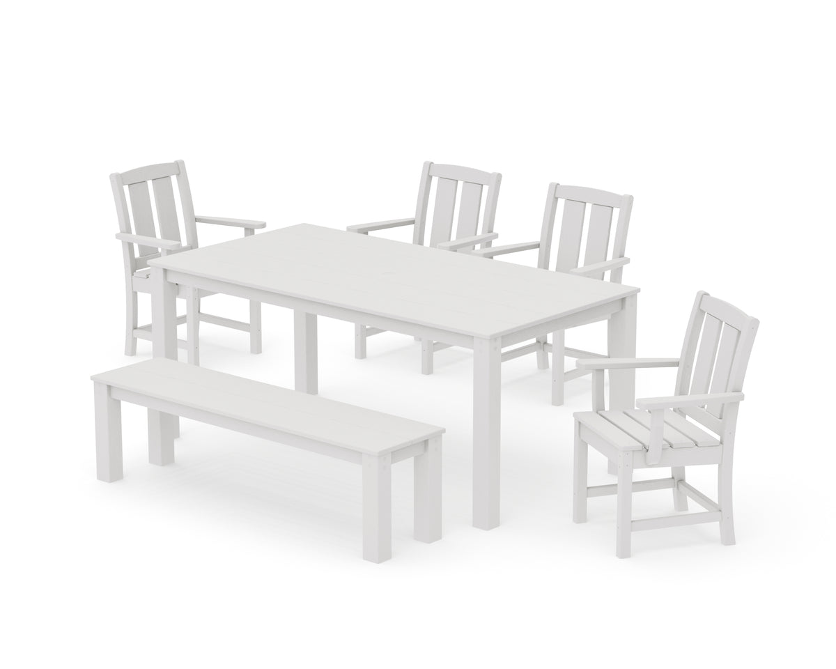 POLYWOOD Mission 6-Piece Parsons Dining Set with Bench in Vintage White