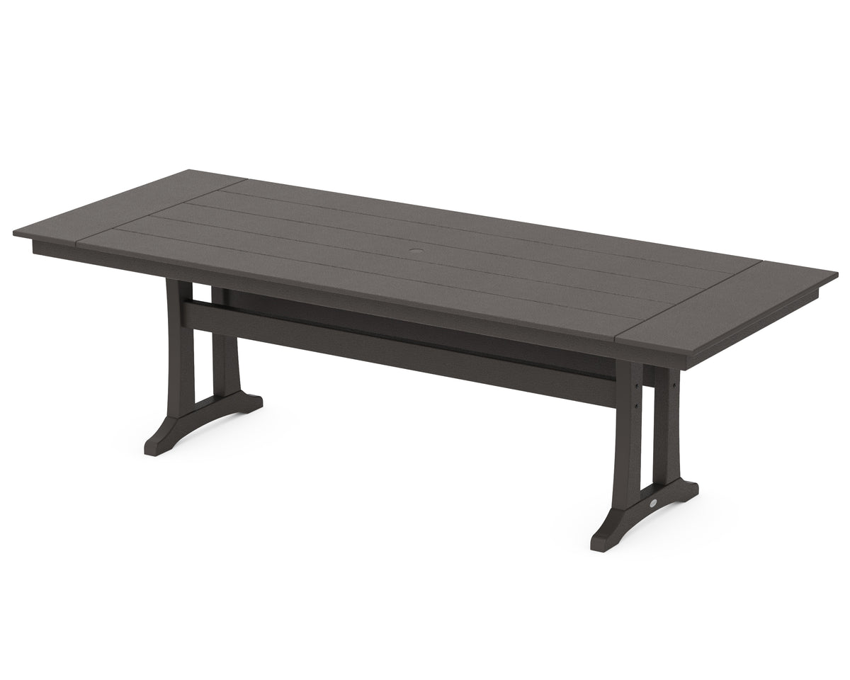 POLYWOOD Farmhouse Trestle 38" x 96" Dining Table in Vintage Coffee