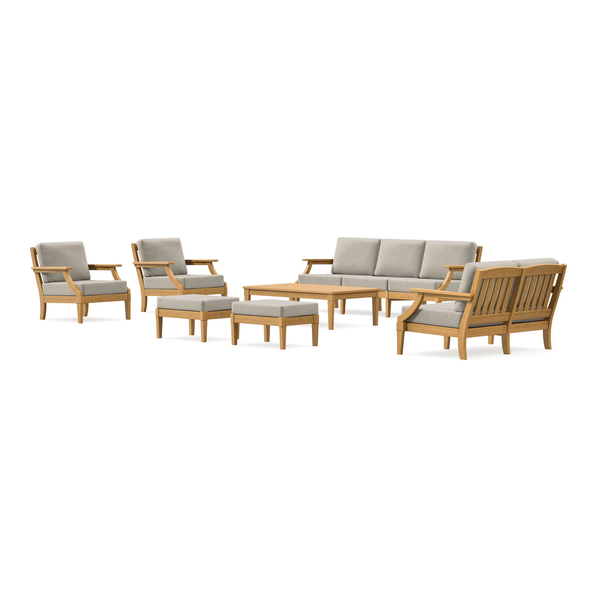 POLYWOOD PW Designer Series Estate 7-Piece Lounge Sofa Set in Natural / Cast Ash
