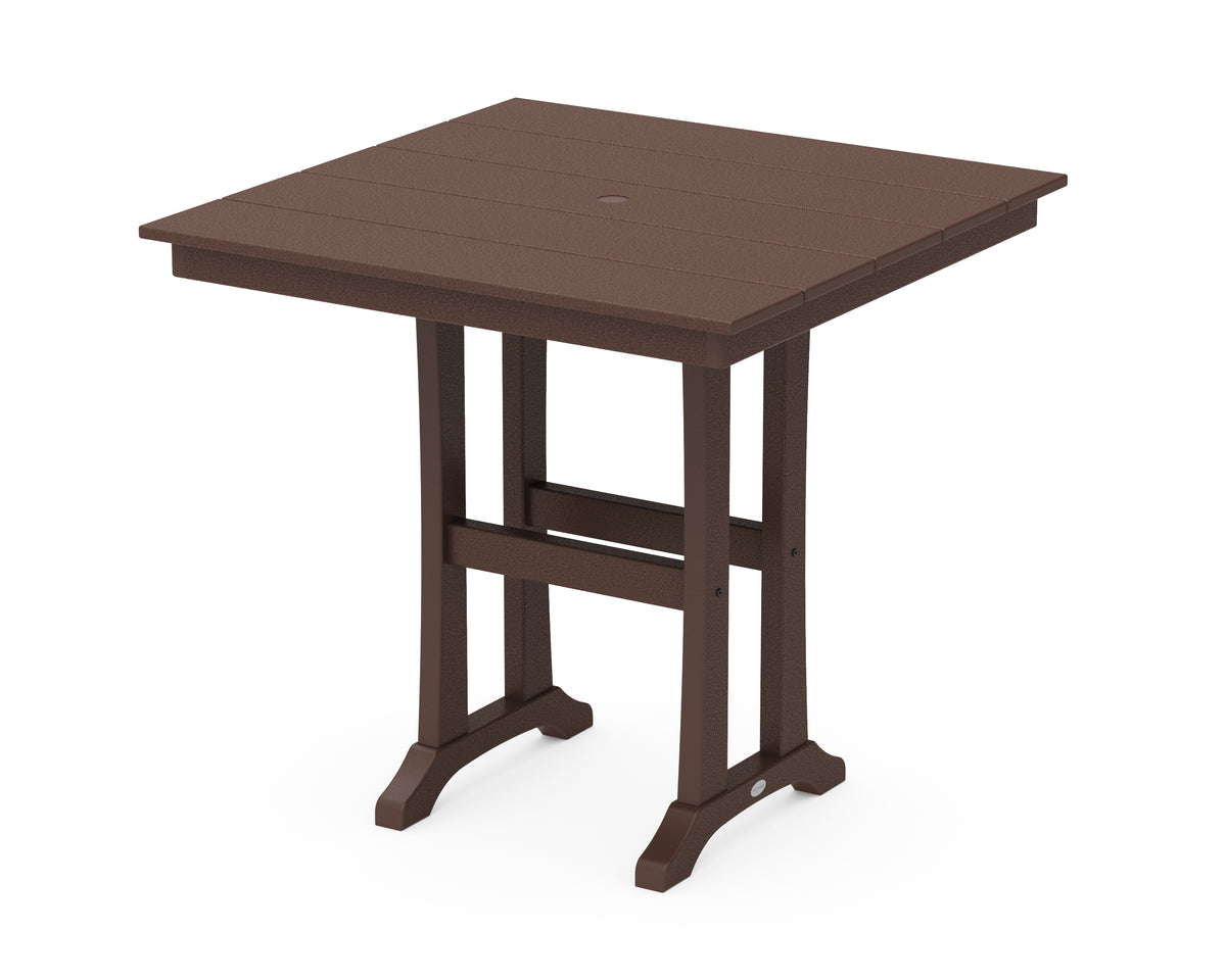 POLYWOOD Farmhouse Trestle 37" Counter Table in Mahogany