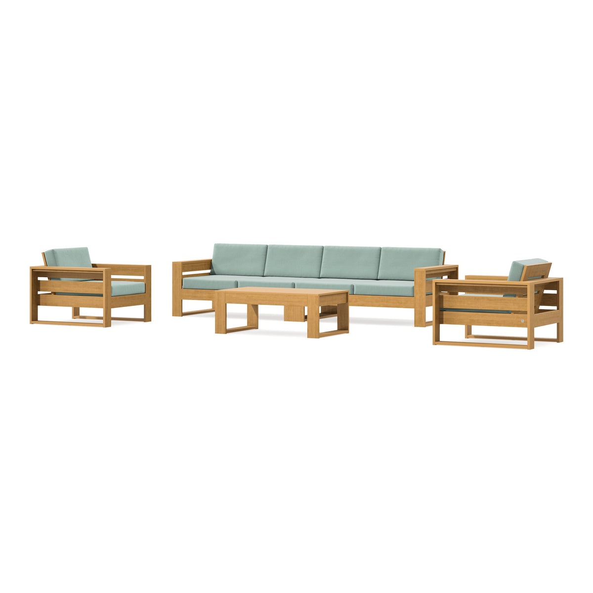 POLYWOOD PW Designer Series Latitude 5-Piece Lounge Sofa Set in Natural / Spa