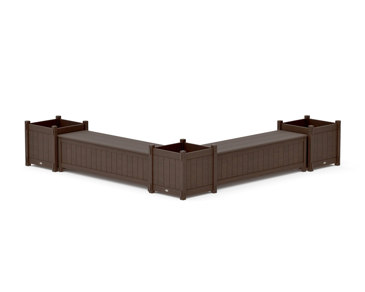 POLYWOOD 60" Vineyard L-Shaped Planter Storage Bench Corner Set - Large in Kona