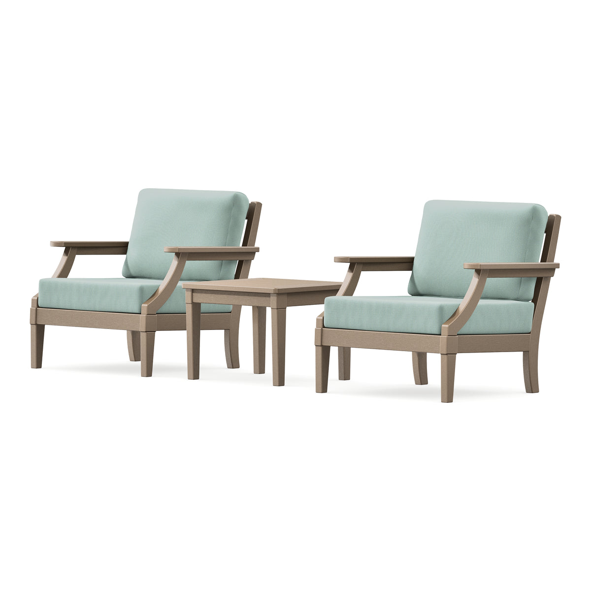 POLYWOOD PW Designer Series Estate 3-Piece Lounge Chair Set in Vintage Sahara / Spa