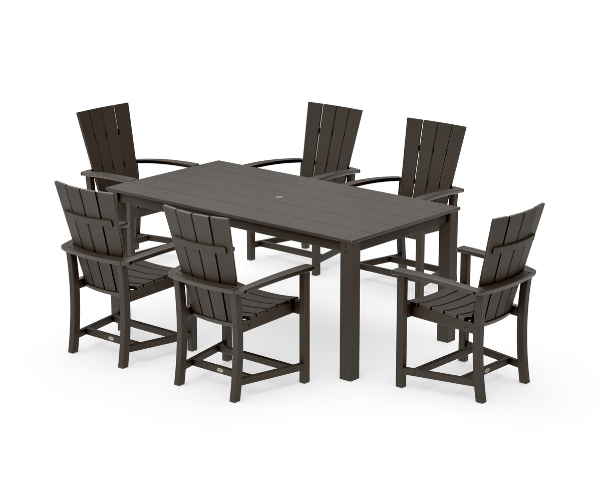 POLYWOOD Quattro 7-Piece Parsons Dining Set in Vintage Coffee