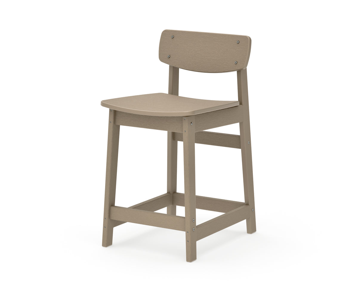 POLYWOOD Modern Studio Urban Lowback Counter Chair in Vintage Sahara