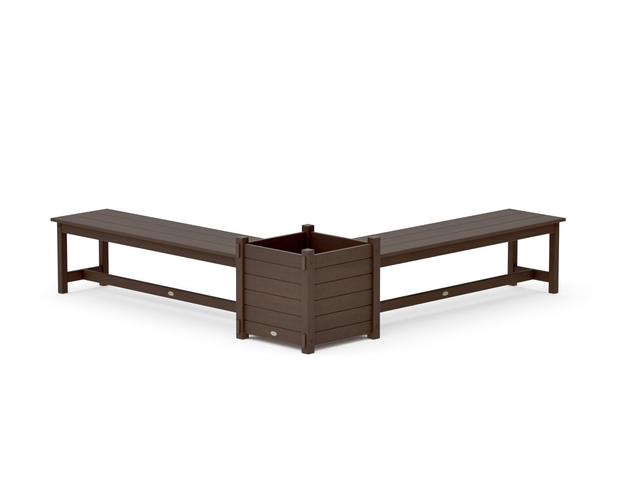POLYWOOD 60" Nautical L-Shaped Planter Bench Set - Large in Kona