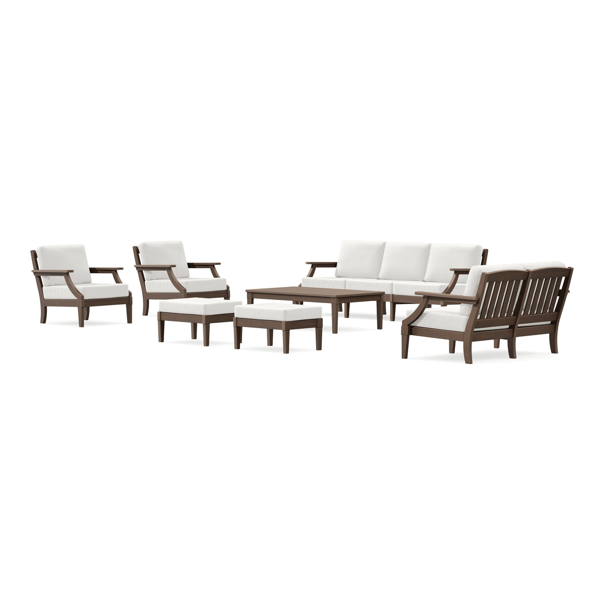 POLYWOOD PW Designer Series Estate 7-Piece Lounge Sofa Set in Kona / Natural Linen
