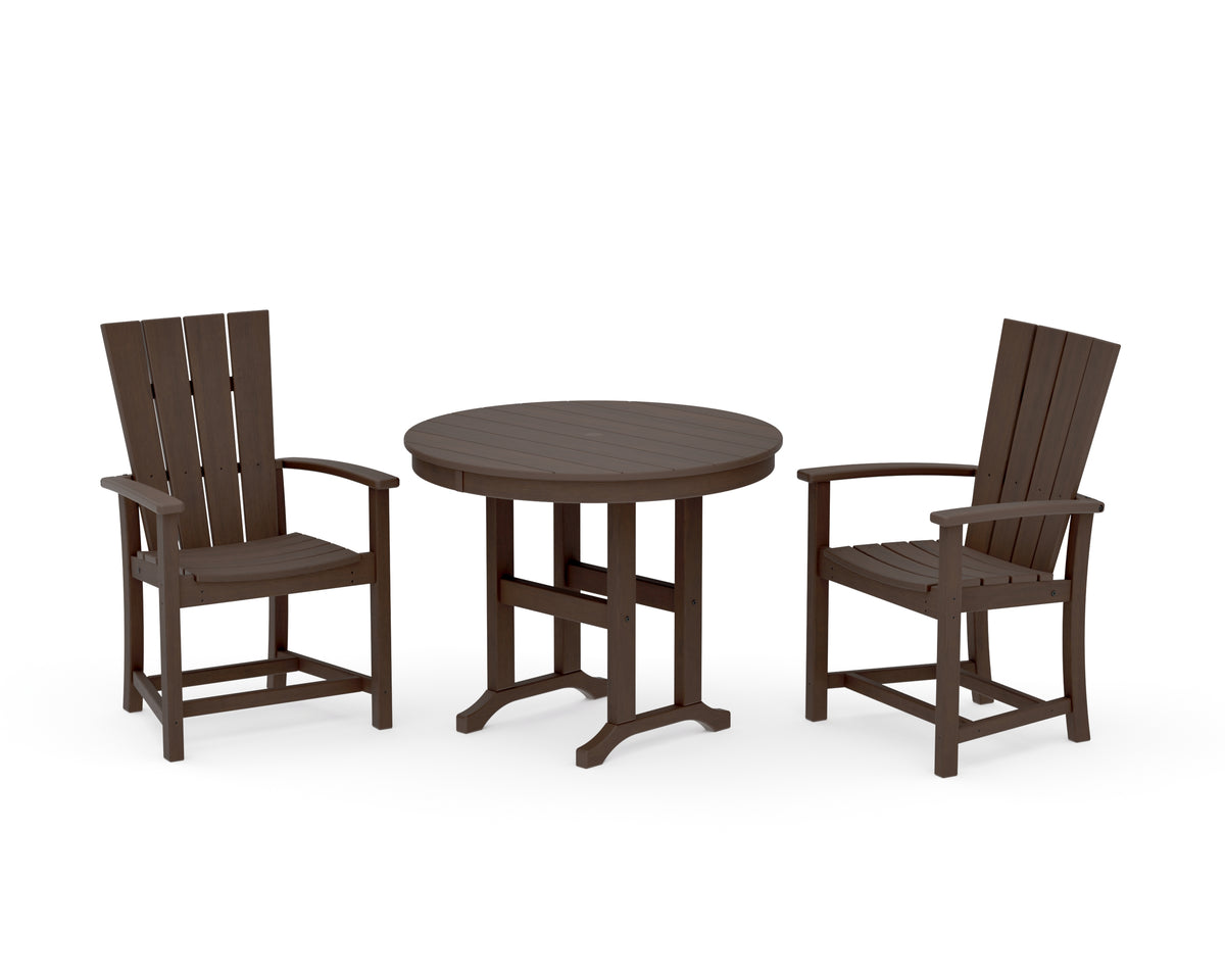 POLYWOOD Quattro 3-Piece Round Farmhouse Dining Set in Kona
