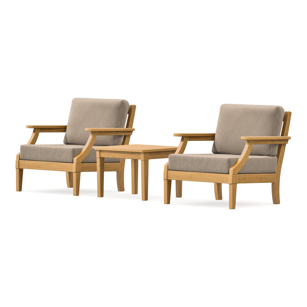 POLYWOOD PW Designer Series Estate 3-Piece Lounge Chair Set in Natural / Spiced Burlap