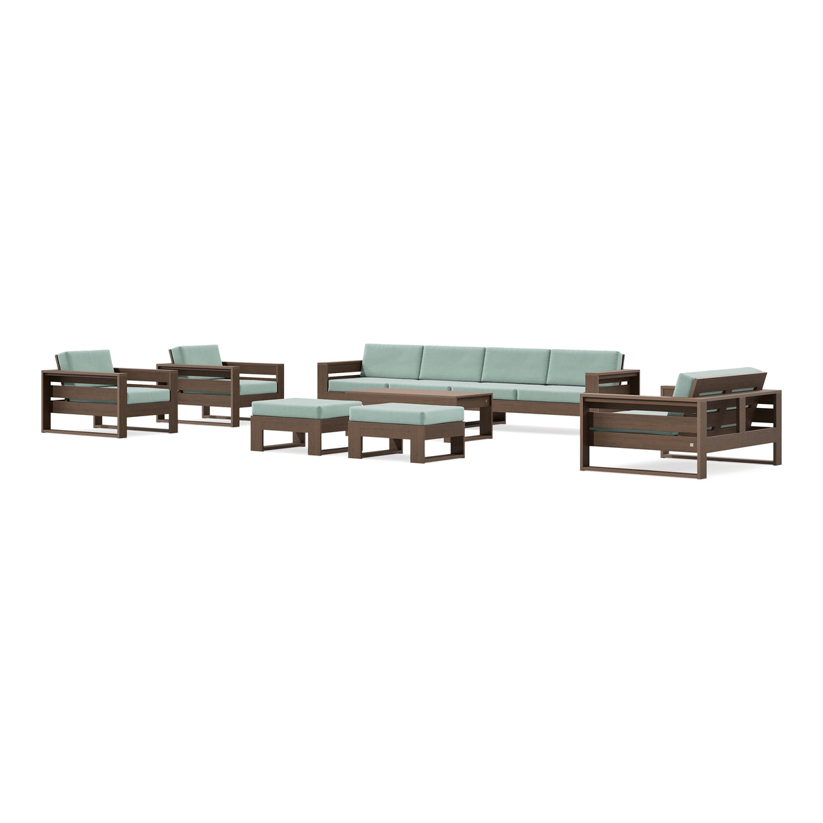 POLYWOOD PW Designer Series Latitude 8-Piece Lounge Sofa Set in Kona / Spa